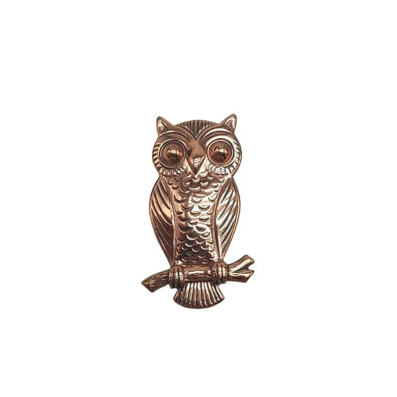 Dainty Copper Owl Brooch Pin Vintage Mid Century Modern - Picture 1 of 4